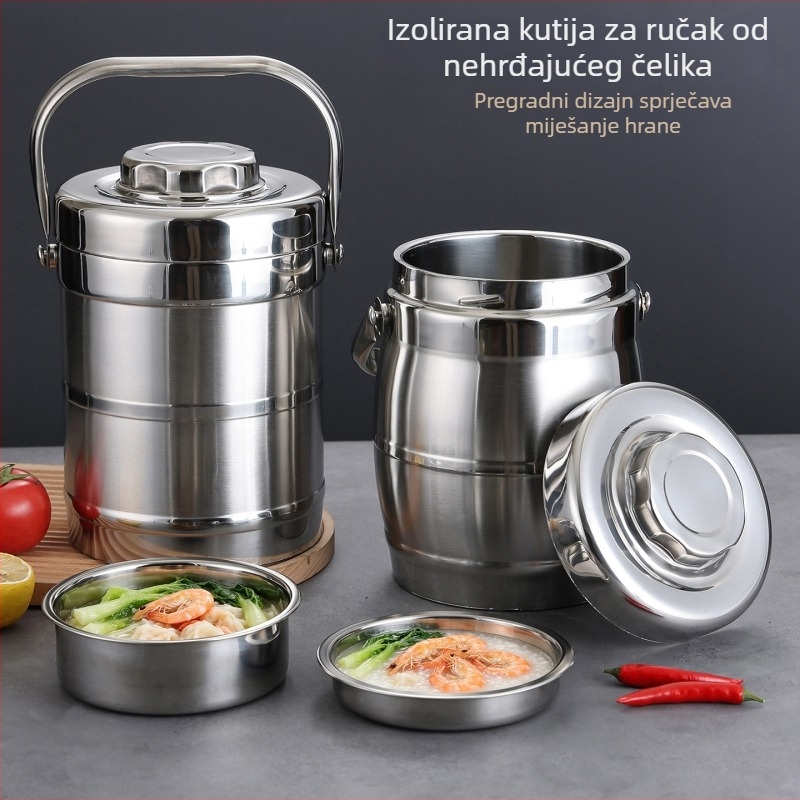 Izolirana kutija za obrok od 201 nehrđajućeg čelika, velika kapaciteta, prijenosna za ured, studente i kućnu upotrebu.