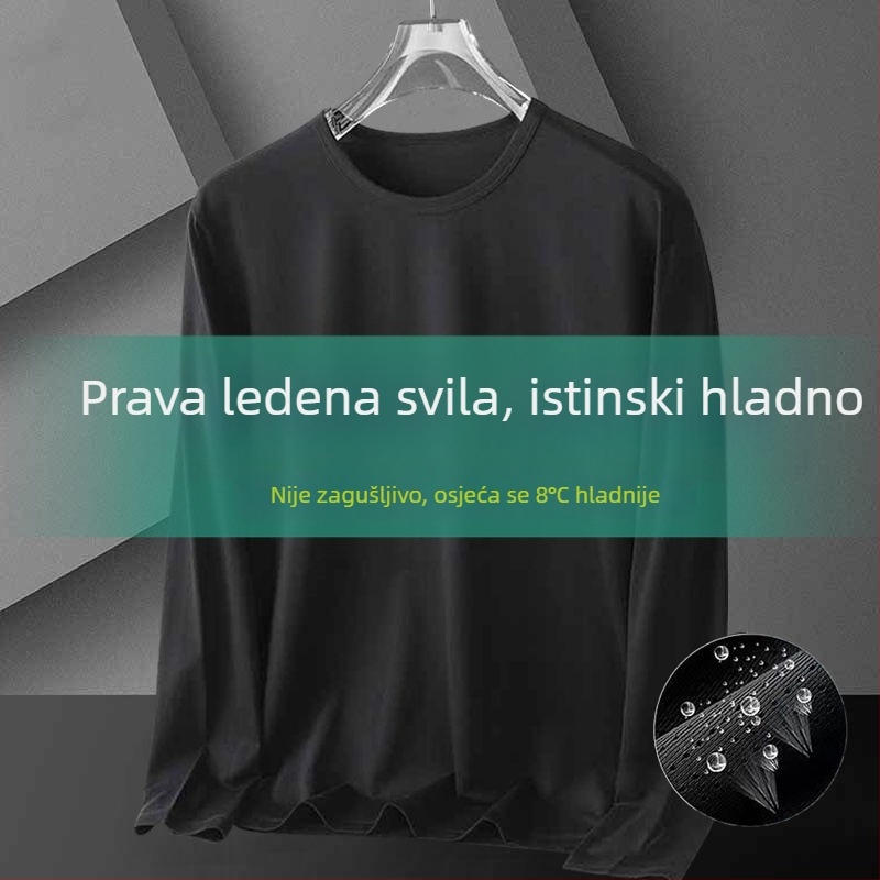 Muška tanka mrežasta majica s dugim rukavima od Ice Silk tkanine, široka silueta, prozračna, brzo suši, zaštita od sunca za aktivnosti na otvorenom