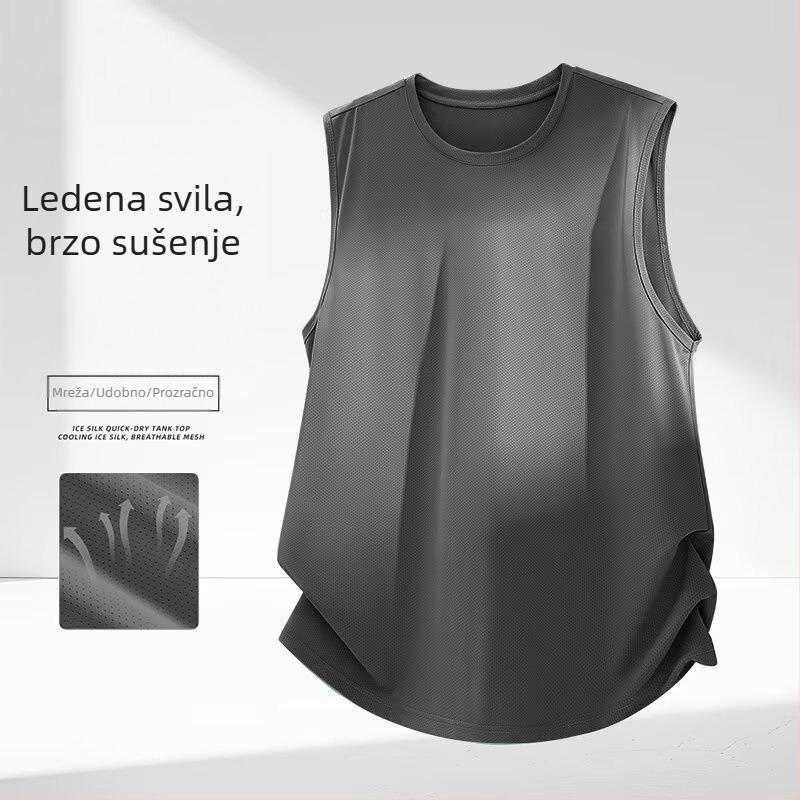 Muški bezrukavni top od Ice Silk materijala, lagano ljetno sportsko, brzo sušeće