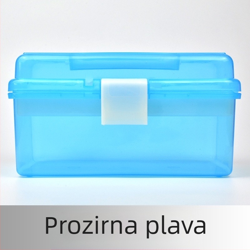 Dvoetažna prijenosna plastična kutija za pohranu s ručkom, za olovke, umjetničke materijale i lijekove