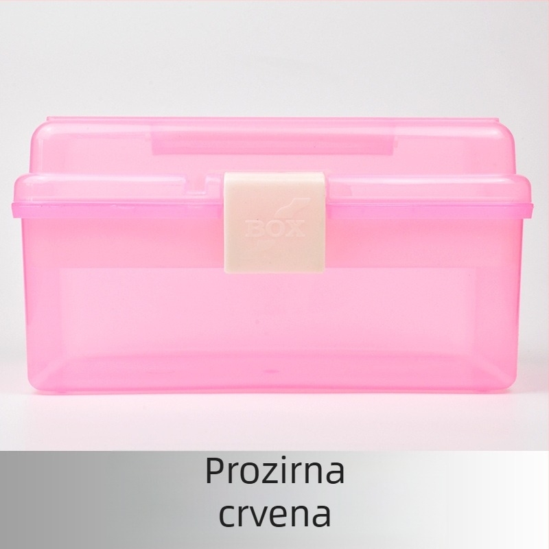 Dvoetažna prijenosna plastična kutija za pohranu s ručkom, za olovke, umjetničke materijale i lijekove
