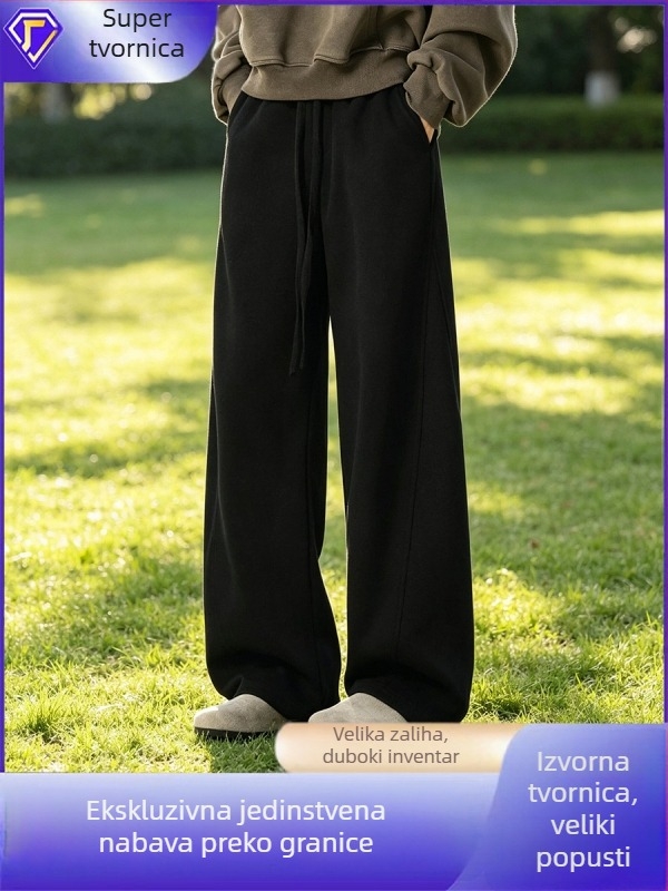 Muške ljetne patchwork hlače, široke, ravni kroj, prozračni poliester, gradski stil