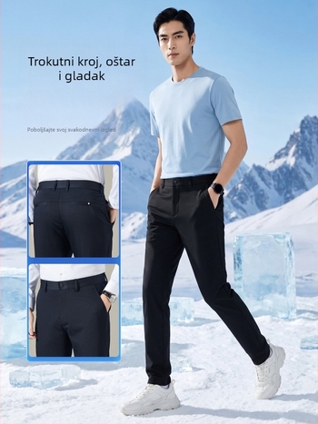 Muške casual-poslovne hlače od Mulberry svile za ljeto, tanke, antibakterijske, brzo se suše, prozračne, ravna kroj, poslovni stil