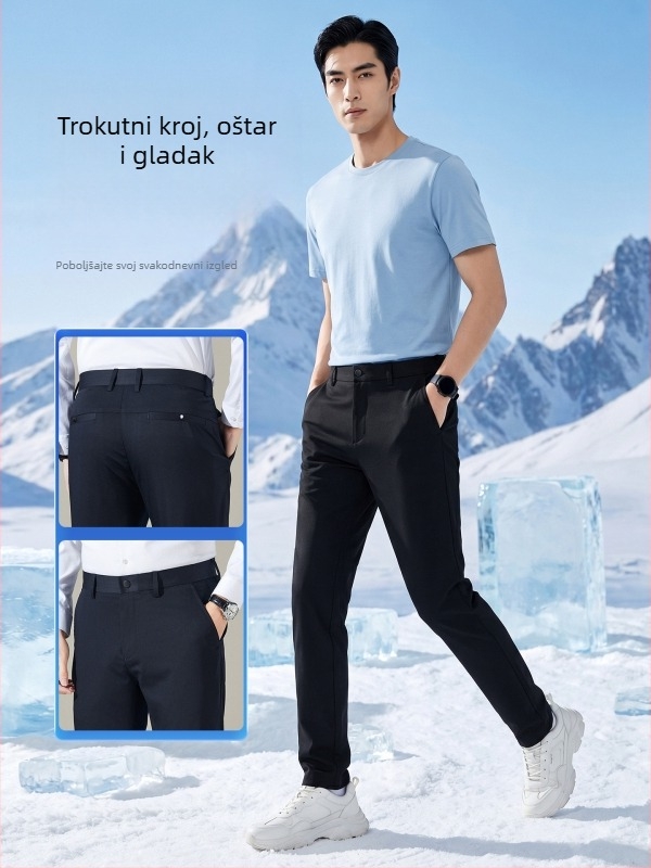 Muške casual-poslovne hlače od Mulberry svile za ljeto, tanke, antibakterijske, brzo se suše, prozračne, ravna kroj, poslovni stil