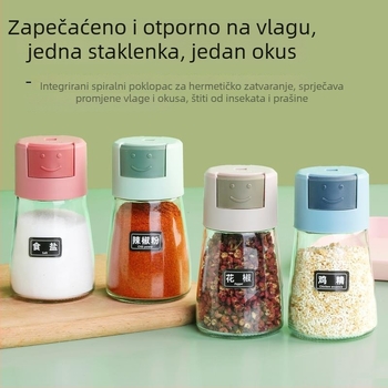 Staklena posuda za začine s pritisknim poklopcem, kuhinjska nepropusna posuda za sol i začine