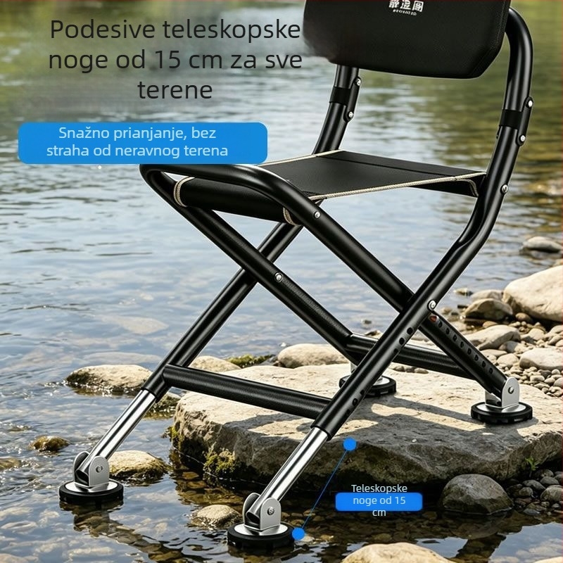 Sklopiva ribarska stolica za sve terene s kutijom za opremu