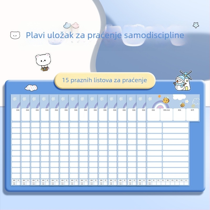 Dnevnik samodiscipline za učenike, planer za osnovnu školu, planiranje zadataka i dnevnik napretka za djecu