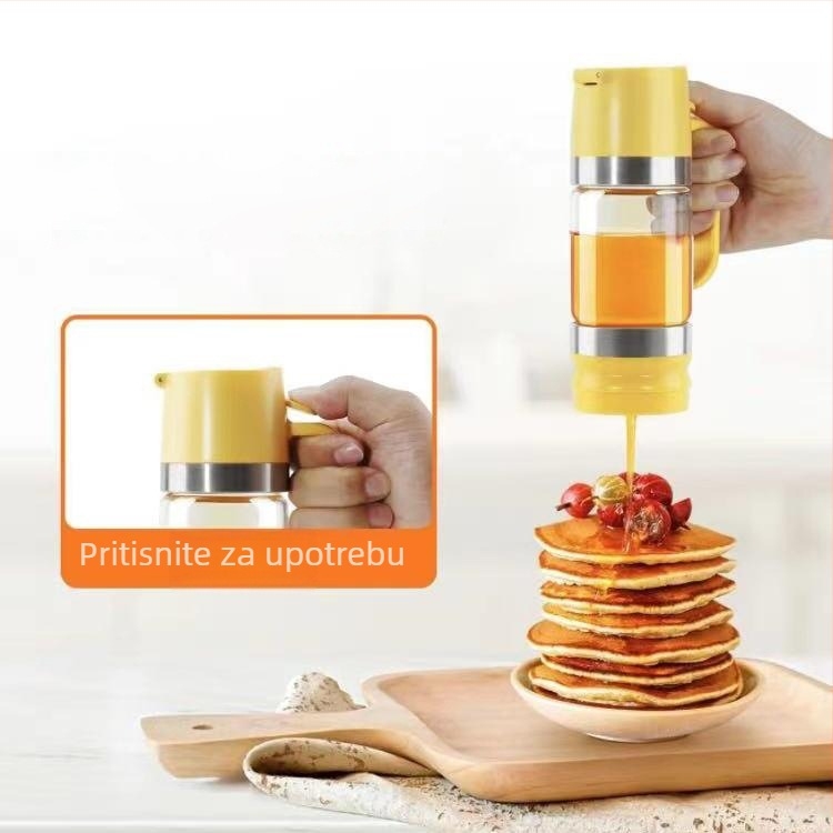 300 ml bočica od borosilikatnog stakla s pritiskom za kapanje, zatvoren spremnik za med, sirupe, umake i džem