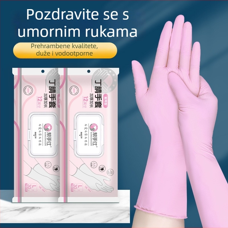 Jednokratne produžne nitrilne rukavice za kućne poslove, za pranje suđa, vodootporne i otporne na masnoće, prehrambene klase, 12 inča