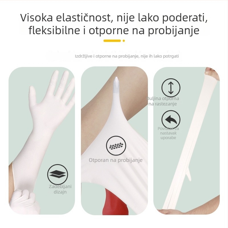 Jednokratne produžne nitrilne rukavice za kućne poslove, za pranje suđa, vodootporne i otporne na masnoće, prehrambene klase, 12 inča