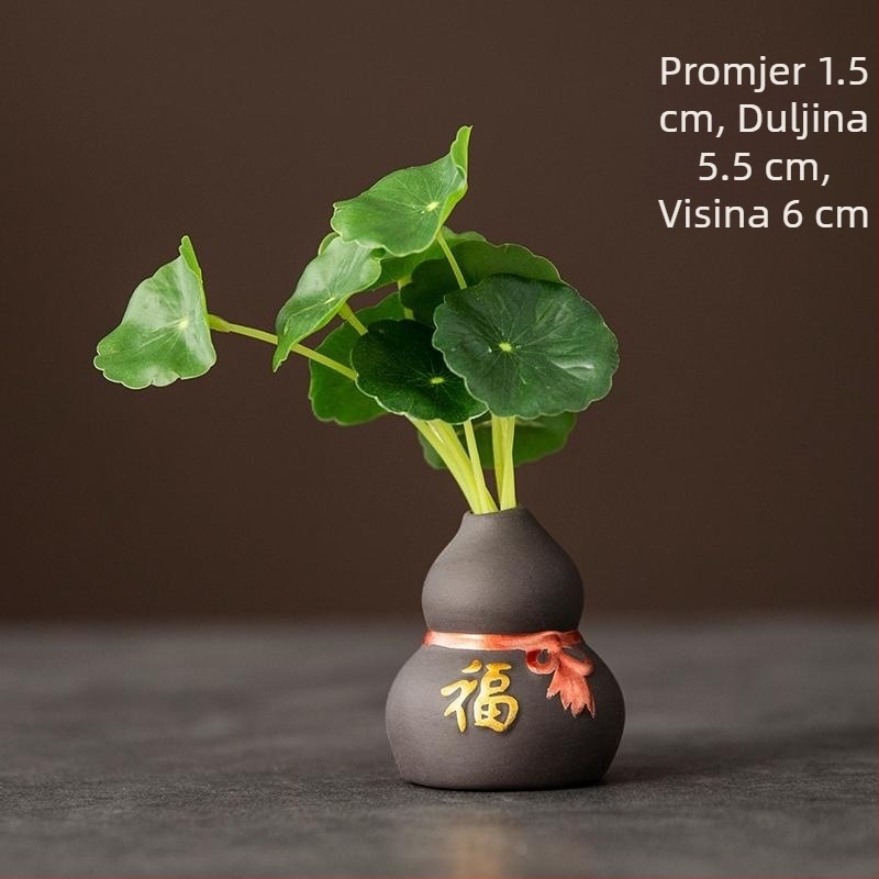 Mini tea-pet ukras od ljubičaste gline, ljubičasta vaza s cvjetnim dizajnom, Zen stil, mali cvjetni spremnik za stol s čajem