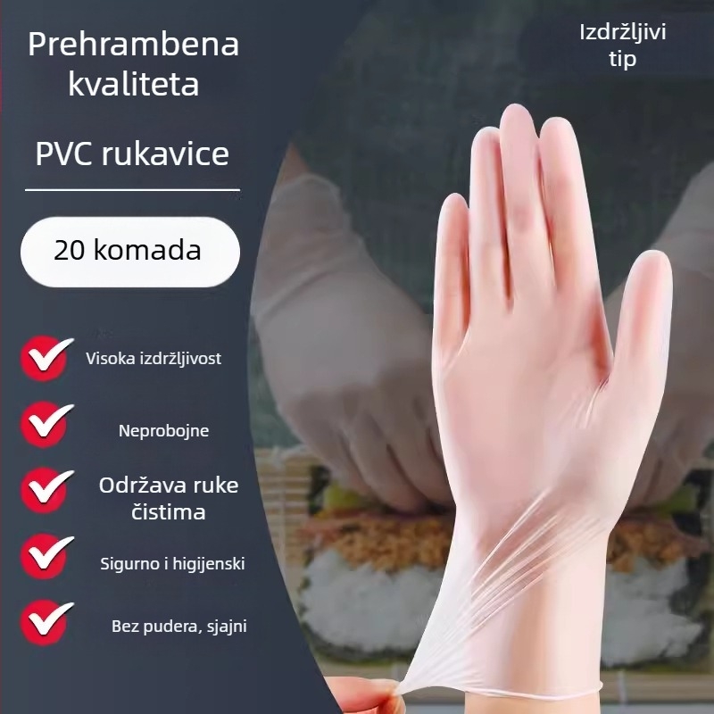 PVC rukavice za jednokratnu upotrebu, prehrambena kvaliteta – kuhinja, catering, pečenje, čišćenje, industrijska zaštita, otporne na habanje