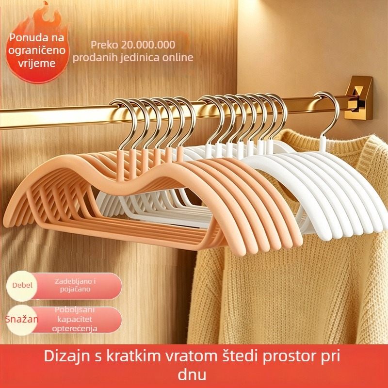 Vješalica za odjeću s kratkim vratom, kućna upotreba, bez tragova na odjeći, sprječava nabore na ramenima, štedi prostor, niski profil garderobne vješalice