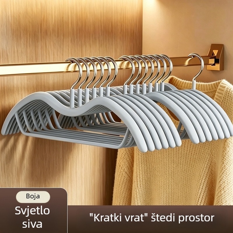 Vješalica za odjeću s kratkim vratom, kućna upotreba, bez tragova na odjeći, sprječava nabore na ramenima, štedi prostor, niski profil garderobne vješalice