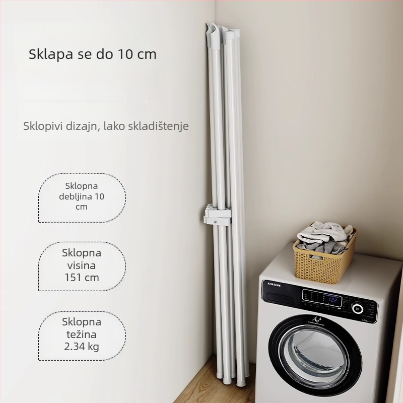 Stojeća sušilica za odjeću, sklopiva, dvostruki stup, za balkon i kućnu upotrebu, metal