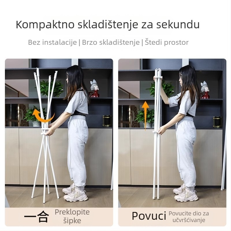 Stojeća sušilica za odjeću, sklopiva, dvostruki stup, za balkon i kućnu upotrebu, metal