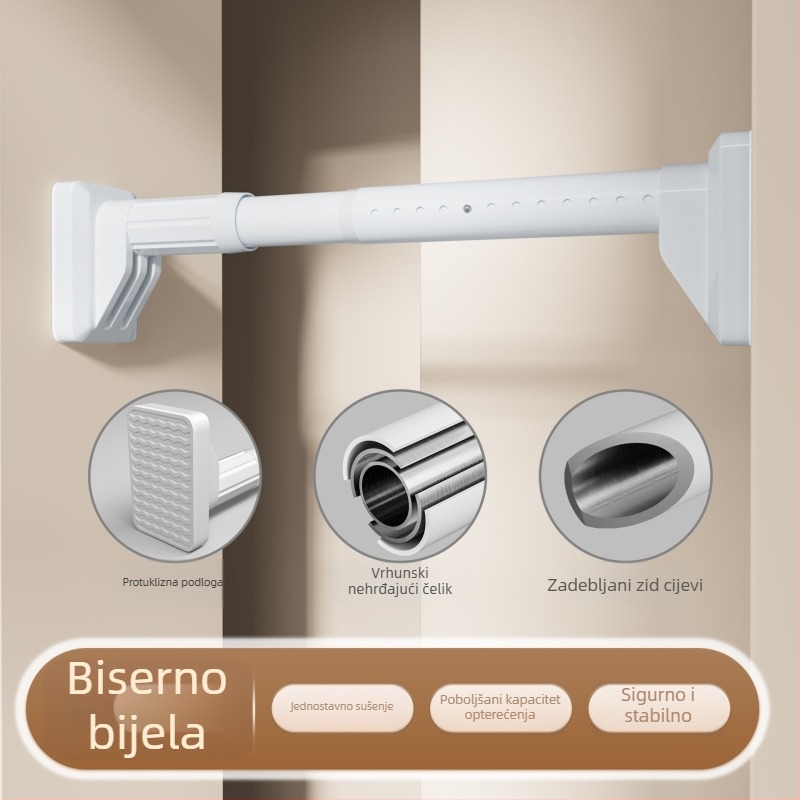 Teleskopska šipka za sušenje odjeće bez bušenja – balkon, zavjese, garderoba, kupaonica