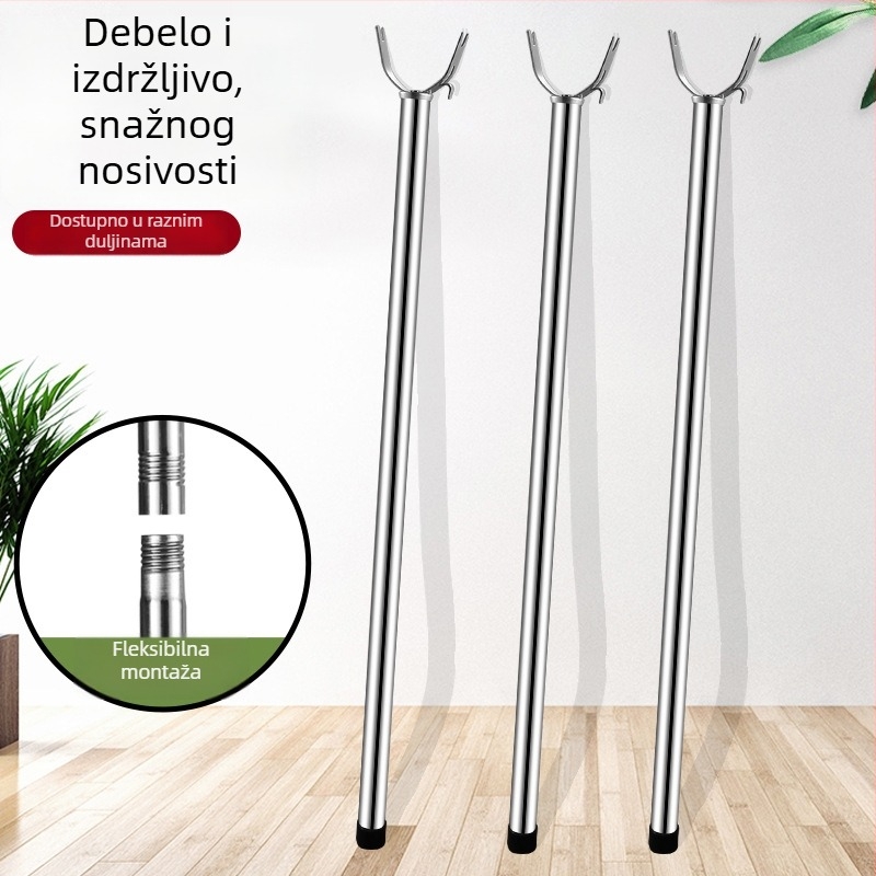 Nerđajući čelični dvodijelni stup za sušenje odjeće, s jednom šipkom i podrškom za odjeću