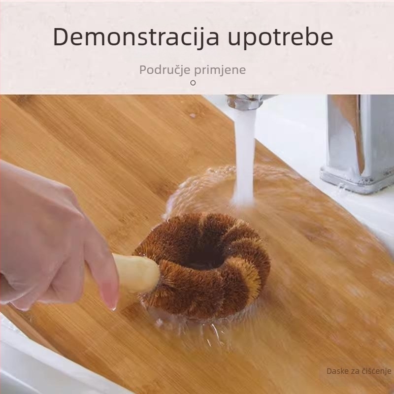 Četka za posuđe od vlakana kokosove palme, duga drška, za pranje posuđa i zdjela, model 2026
