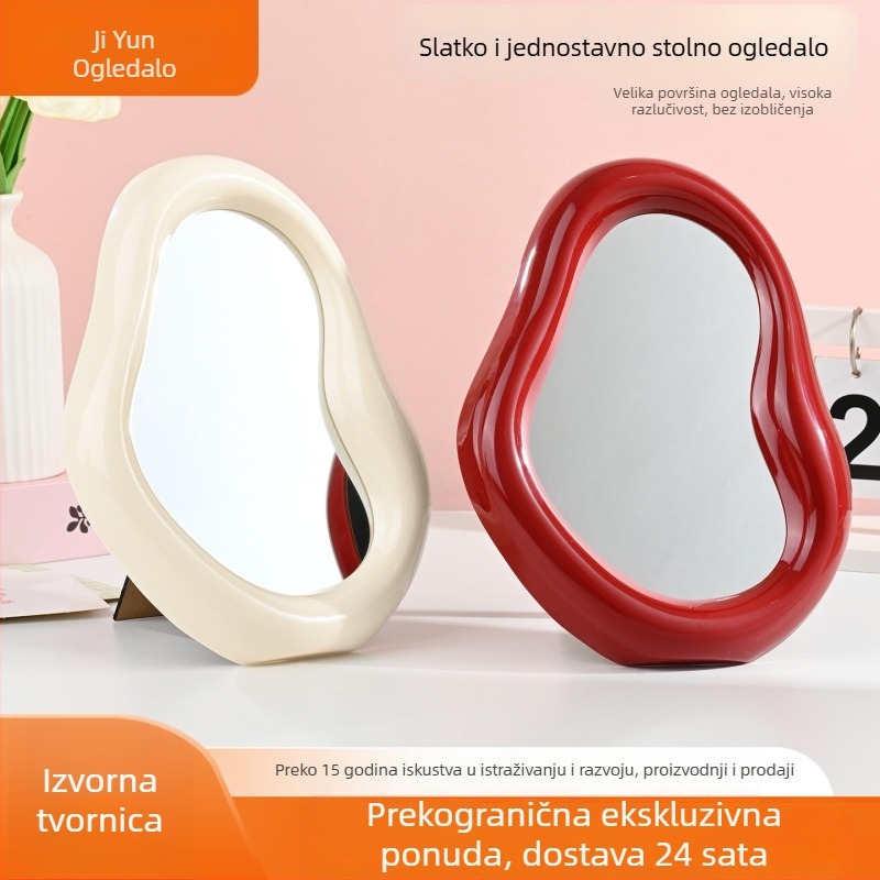 Cream Cloud Instagram-stil stolno ogledalo za šminku, nepravilan oblik, za djevojke, HD
