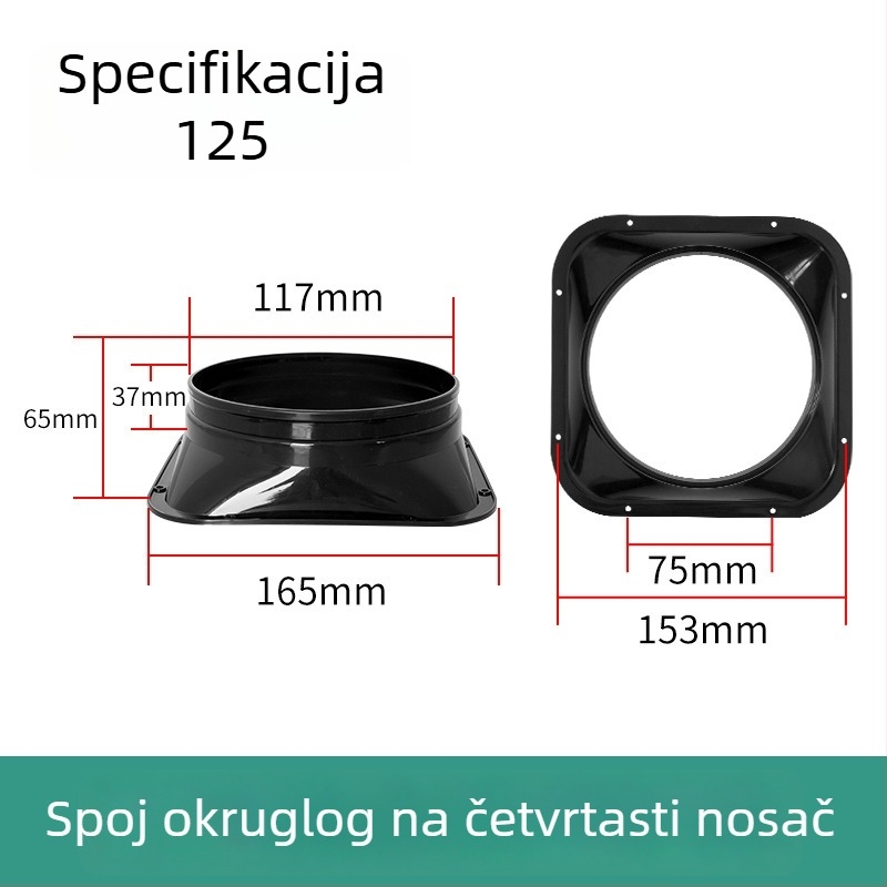 Adapter kvadratno-okrugli za sustav zraka