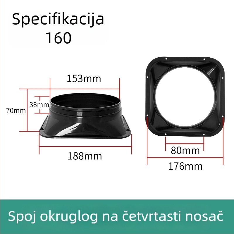Adapter kvadratno-okrugli za sustav zraka