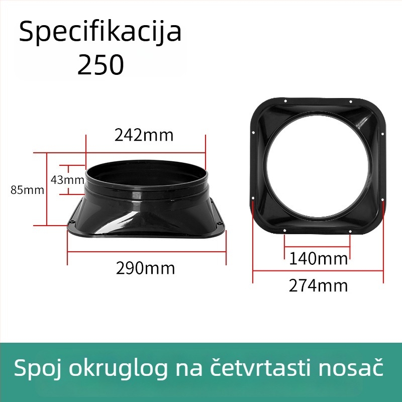 Adapter kvadratno-okrugli za sustav zraka