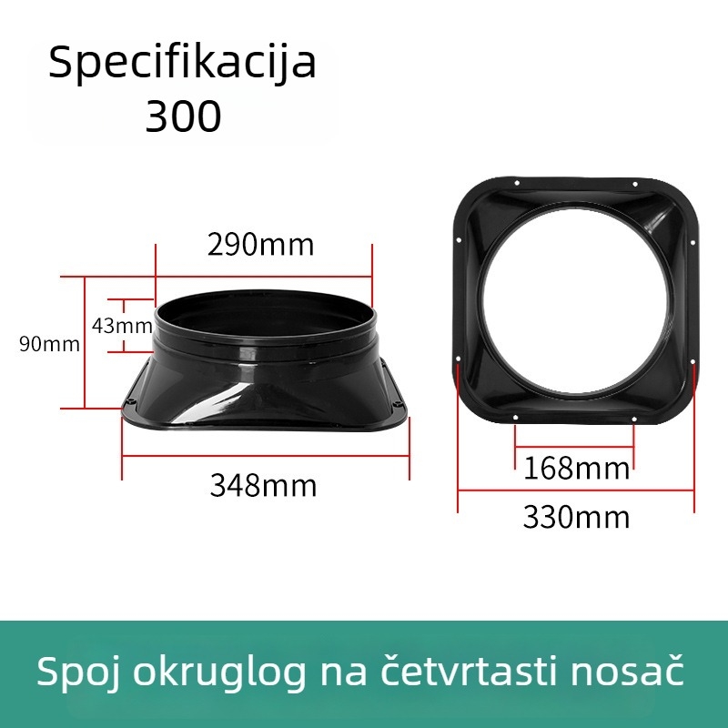 Adapter kvadratno-okrugli za sustav zraka