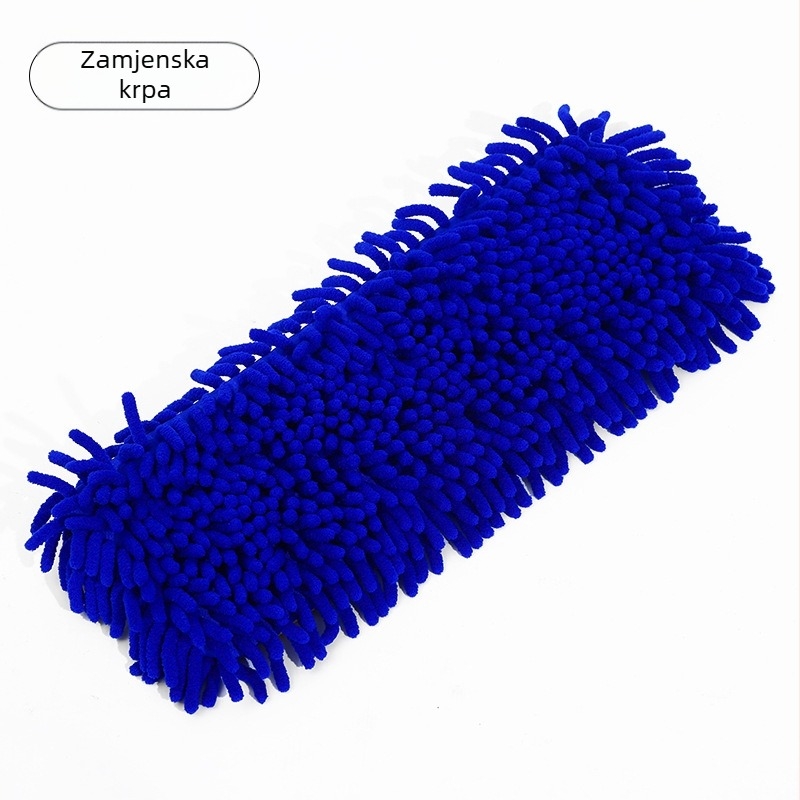 Ravan mop s chenille krpom u klipsu, nehrđajući čelik, za drvene i pločice podove