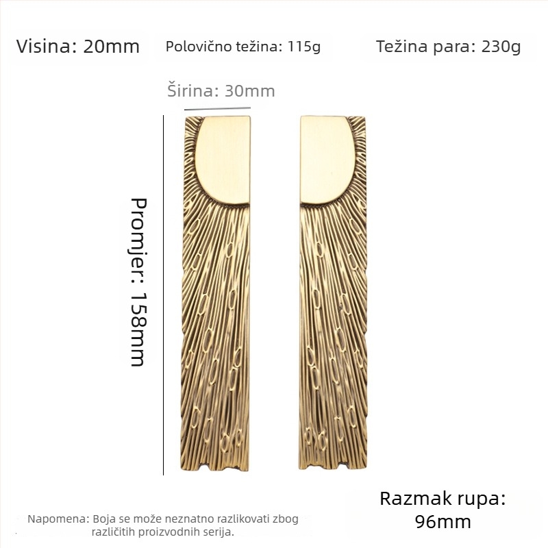 Zlatne ručke od cinkove legure za vrata ormarića i ladice, inspirirane istočnoazijskim stilom, luksuzni namještaj s izgledom ružinog drveta