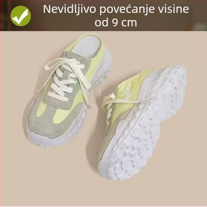 Ženske tenisice za povećanje visine od 9 cm, s debelim potplatom, bijele casual tenisice za jesen 2026