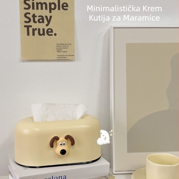 Kutija za salvete za stol, Instagram stil, krem boje, za dnevni boravak, sladak crtani print