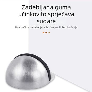 304 nehrđajući čelik – vrata usisivač, bez bušenja, gumeni amortizator, polukružni oblik, magnetska glava kornjače, za staklena vrata