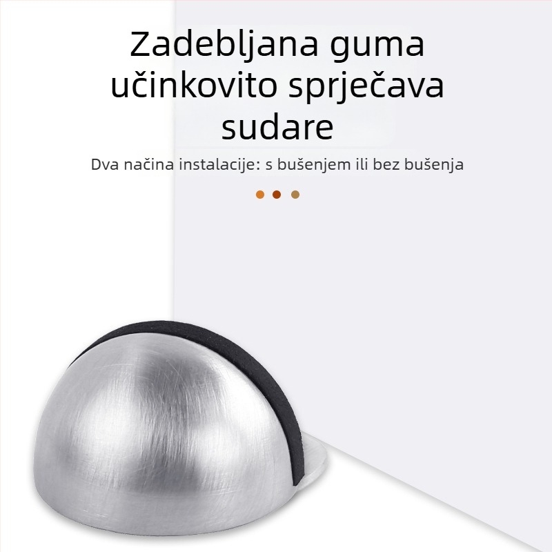 304 nehrđajući čelik – vrata usisivač, bez bušenja, gumeni amortizator, polukružni oblik, magnetska glava kornjače, za staklena vrata