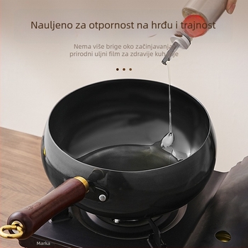 Tradicionalna štednjak od lijevanog željeza s širokim tijelom, bez premaza, kuhanje kod kuće, ravno dno, indukcijski kompatibilan, 24/26/28 cm
