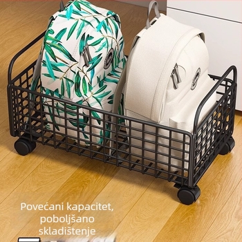 Željezno kolica za pohranu s kotačićima — ispod radnog stola, za torbe, grickalice i knjige