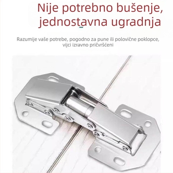 Bez bušenja: šarka za vrata ormara sa oprugom, nehrđajući čelik, garderoba hardver, hidraulički amortizer, sklopivo