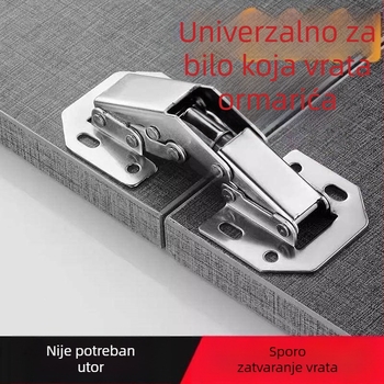 Bez bušenja: šarka za vrata ormara sa oprugom, nehrđajući čelik, garderoba hardver, hidraulički amortizer, sklopivo