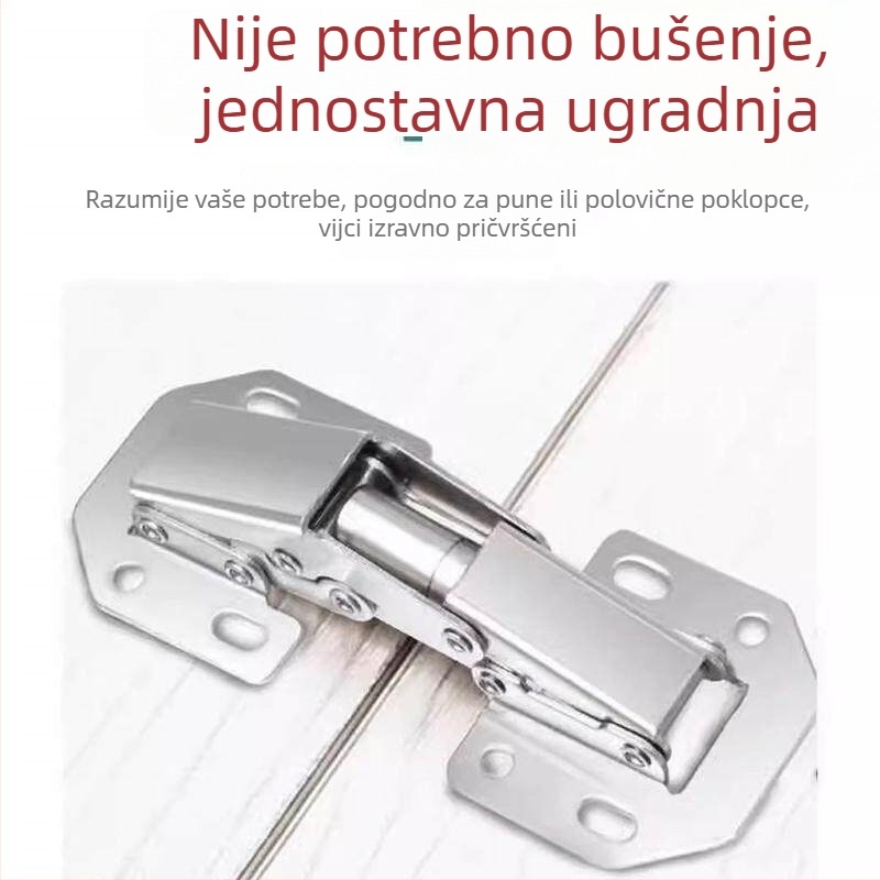 Bez bušenja: šarka za vrata ormara sa oprugom, nehrđajući čelik, garderoba hardver, hidraulički amortizer, sklopivo
