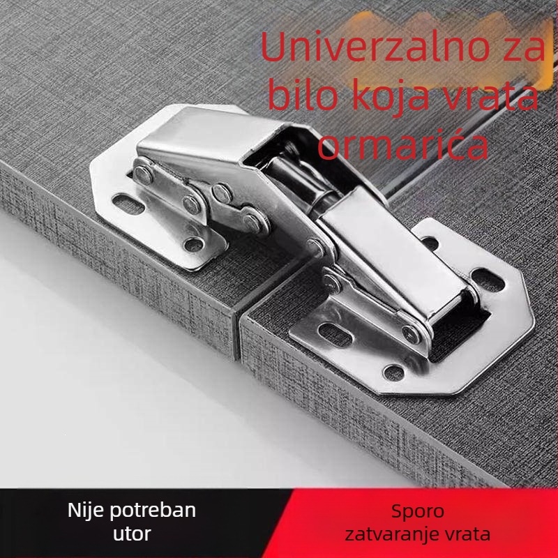 Bez bušenja: šarka za vrata ormara sa oprugom, nehrđajući čelik, garderoba hardver, hidraulički amortizer, sklopivo