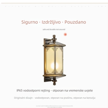 Solarna zidna svjetiljka od čistog bakra, kineskog retro stila, vodootporna, za vilu, vrt i hodnik