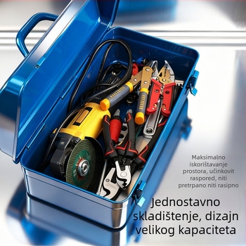 Metalna kutija za alat s preklopnim poklopcem, velika kapaciteta, višenamjensko skladištenje