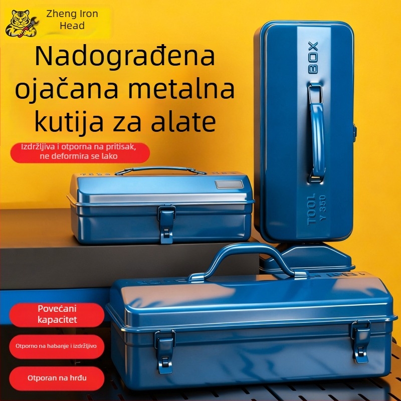 Metalna kutija za alat s preklopnim poklopcem, velika kapaciteta, višenamjensko skladištenje