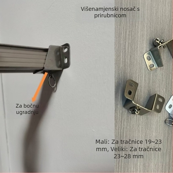 Višenamjenski flanžni držač za zavjese na tračnicu, željezo, bijela, za bočno ugradnju