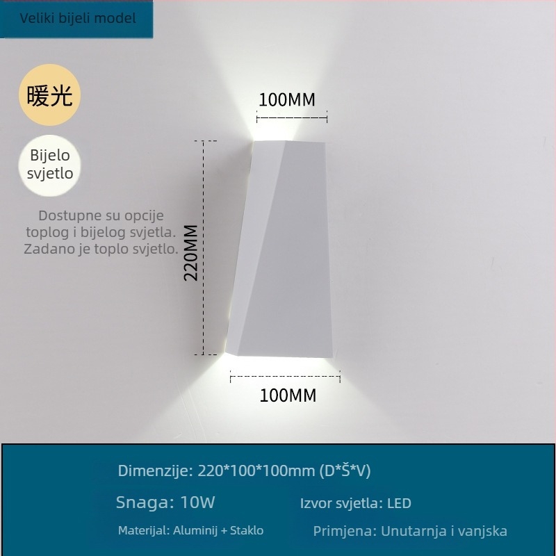 LED zidna lampa za hodnik, balkon, dnevni boravak i spavaću sobu — moderni minimalistički dizajn, aluminij, za unutarnju i vanjsku uporabu