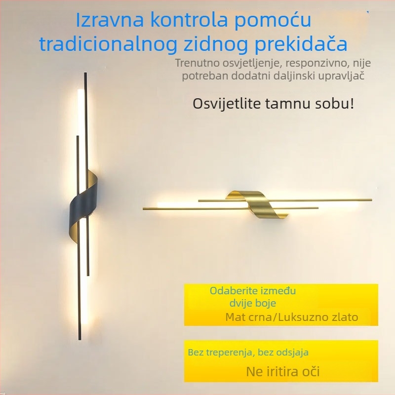 Minimalistična duga zidna svjetiljka za spavaću sobu, uz krevet i dnevni boravak – dizajnerska vrhunska zidna svjetiljka