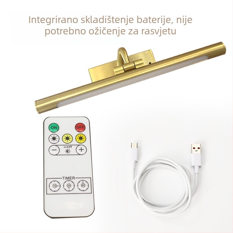 LED svjetlo ispred ogledala – moderno minimalističko zidno svjetlo za spavaću sobu, dnevni boravak i hodnik; punjivo i prilagodljiva jačina.