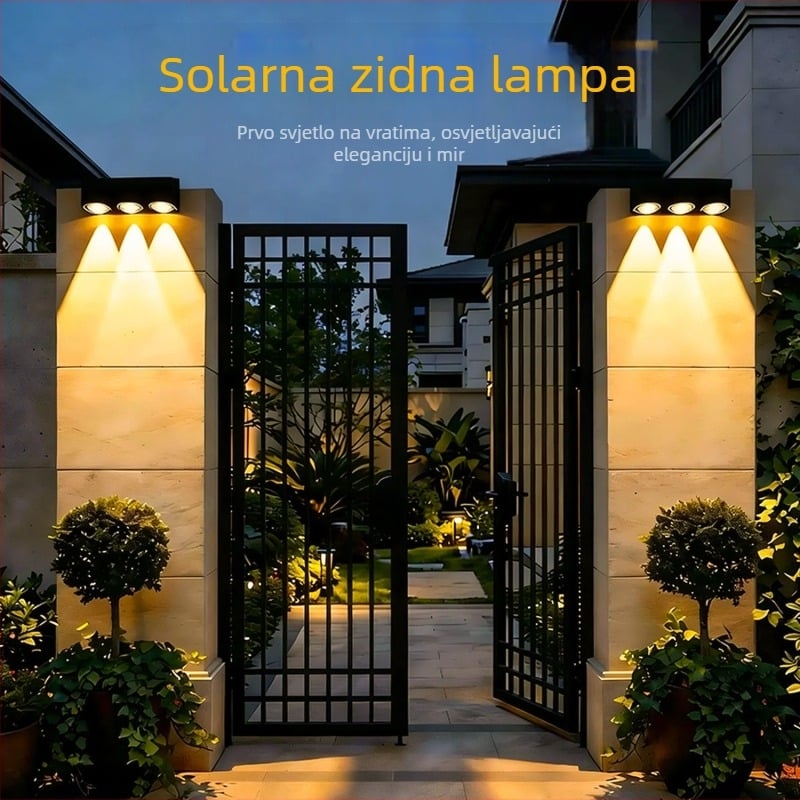 Solarnu vodootpornu zidnu svjetiljku za dvorište, vrt, balkon – dekorativna ambijentalna svjetiljka
