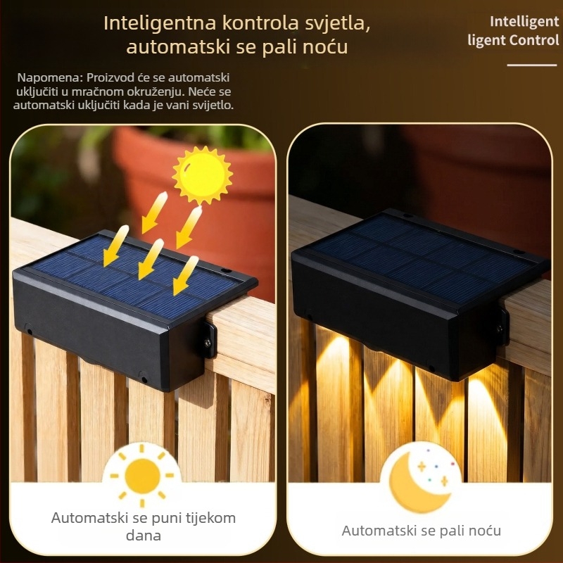 Solarnu vodootpornu zidnu svjetiljku za dvorište, vrt, balkon – dekorativna ambijentalna svjetiljka
