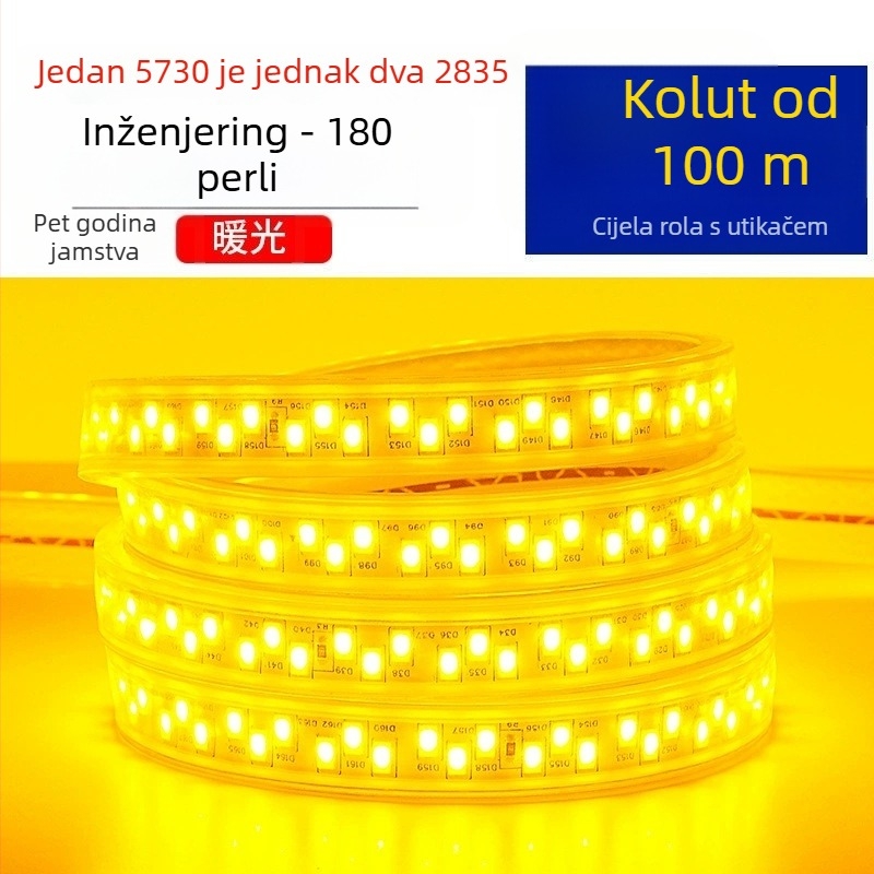 110V LED traka 5730 za strop dnevne sobe, vodootporna za vanjsku upotrebu, 180 LED dioda